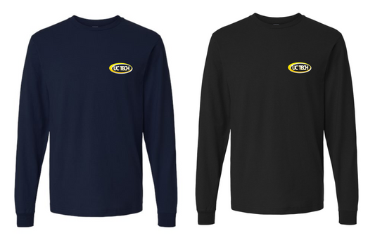 UC TECH Fine Jersey Long Sleeve T-Shirt - 202LS white & yellow logo (left chest)