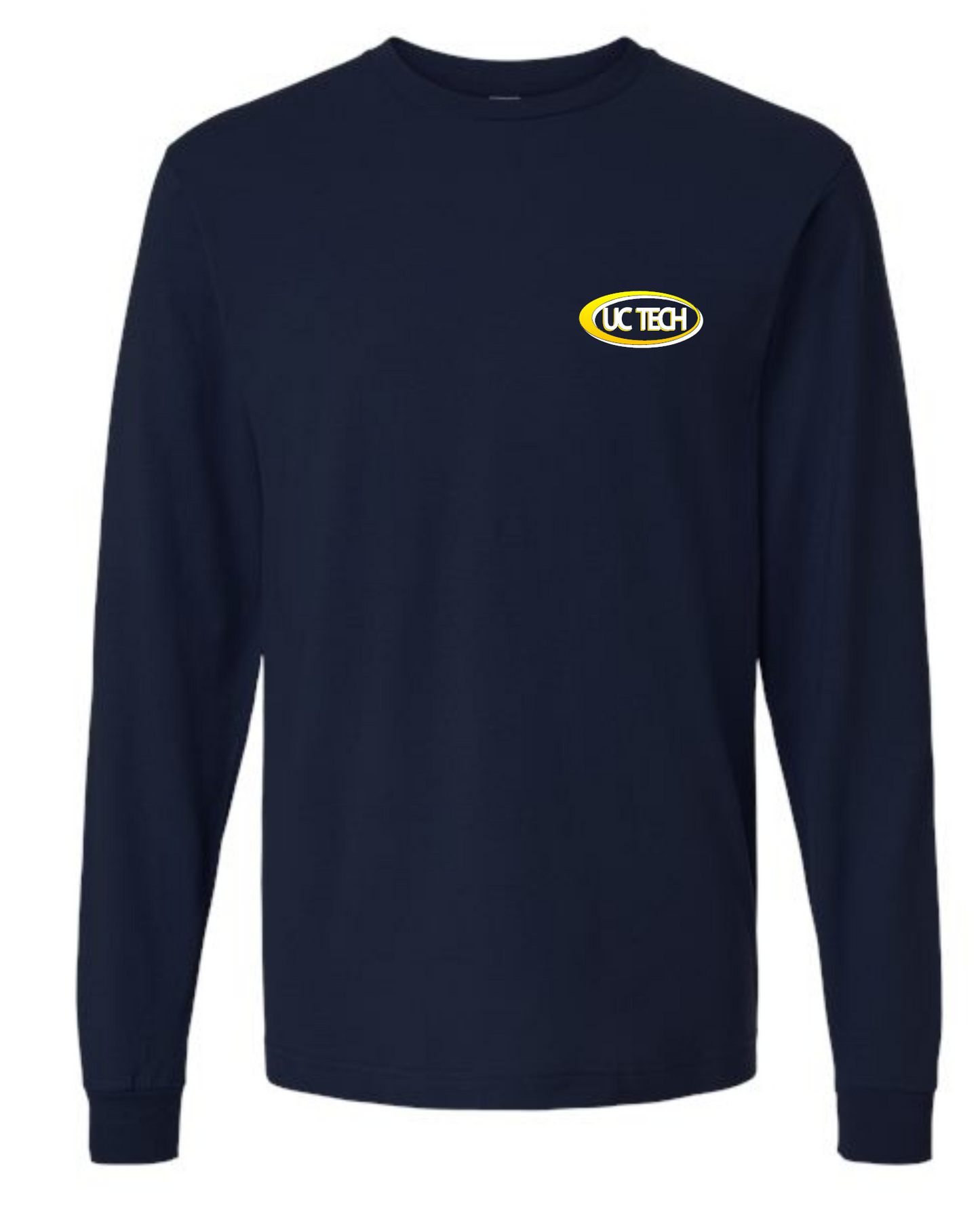 UC TECH Fine Jersey Long Sleeve T-Shirt - 202LS white & yellow logo (left chest)
