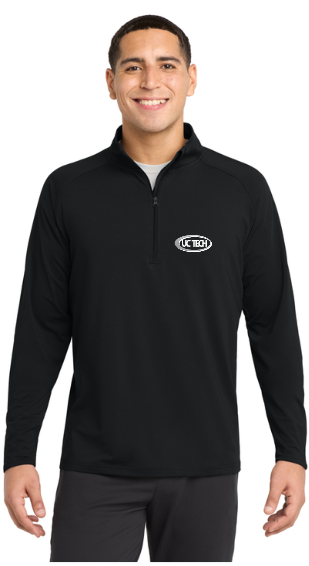 UC TECH Adult Sport-Tek® Sport-Wick® Stretch 1/4-Zip Pullover  ST850 left chest logo