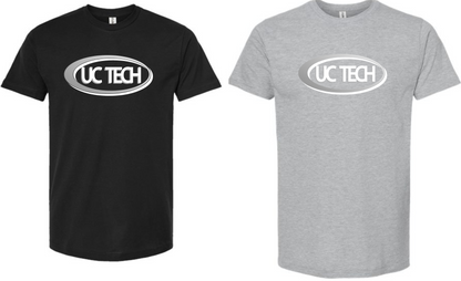 UC TECH GILDAN 3000 LIGHTWEIGHT COTTON TEE W/ WHITE & GREY LOGO
