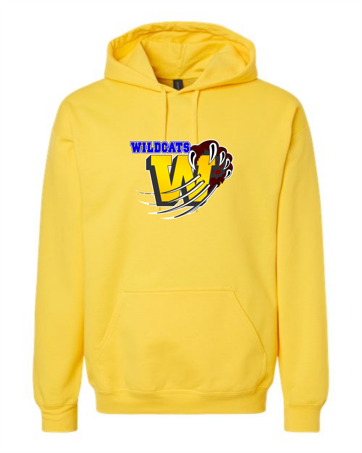 Washington Elementary School ADULT WILDCAT HOODED pullover sweatshirt DAISY/Yellow
