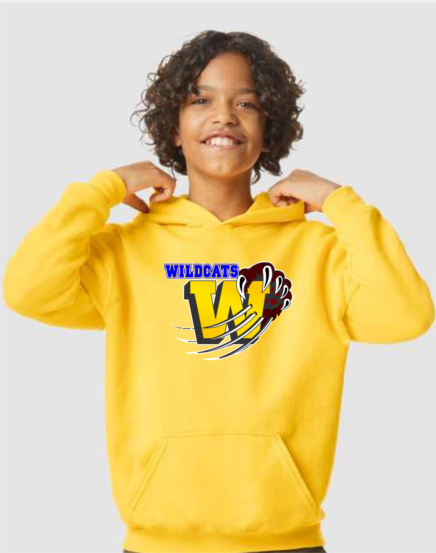 Washington Elementary School Youth WILDCAT HOODED pullover sweatshirt (yellow only)